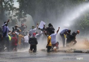 ENDSARS protesters being watered and teargassed