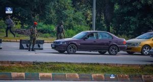 Soldiers at the scenes of protest in Abuja