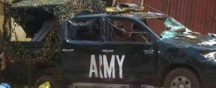 Vandalised Army van