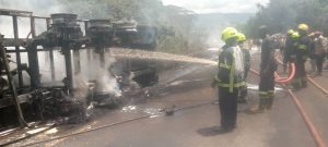 Fire fighters on duty at the accident scene