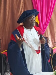 The Vice - Chancellor- Prof.Adewusi  addressing the matriculants.