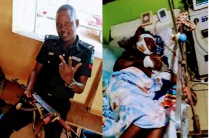 The deceased police corporal before his death on hospital bed